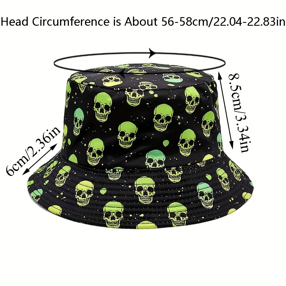 Skull Print Reversible Sunshade Bucket Hat for Men Women