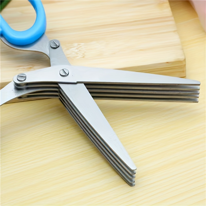 1pc Stainless Steel Kitchen Scissors Five Blades Scissors Green