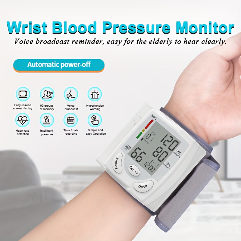 1pc Monitor De Presión Arterial De Pantalla LCD Para La Muñeca Medidor De  Pulso Automático Pulsómetro Digital Esfigmomanómetro Diagnóstico Familiar Ba