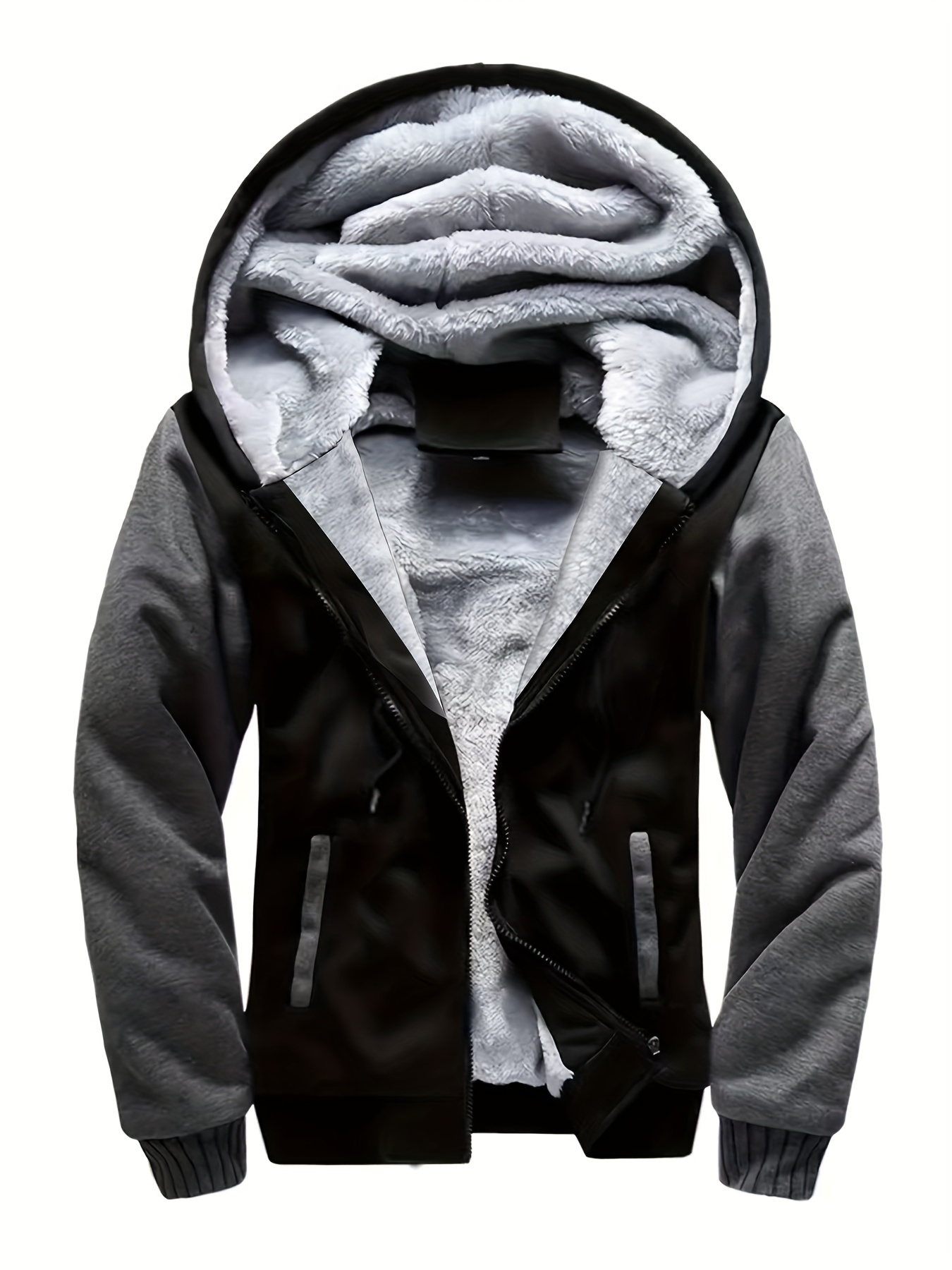 Warm Fleece Hooded Winter Hooded Jacket Men's Casual Stretch - Temu