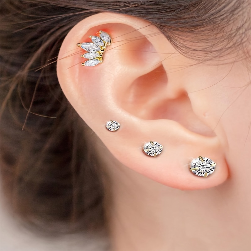 Earring Sets For Women Multiple Piercing 14k Flat Back - Temu