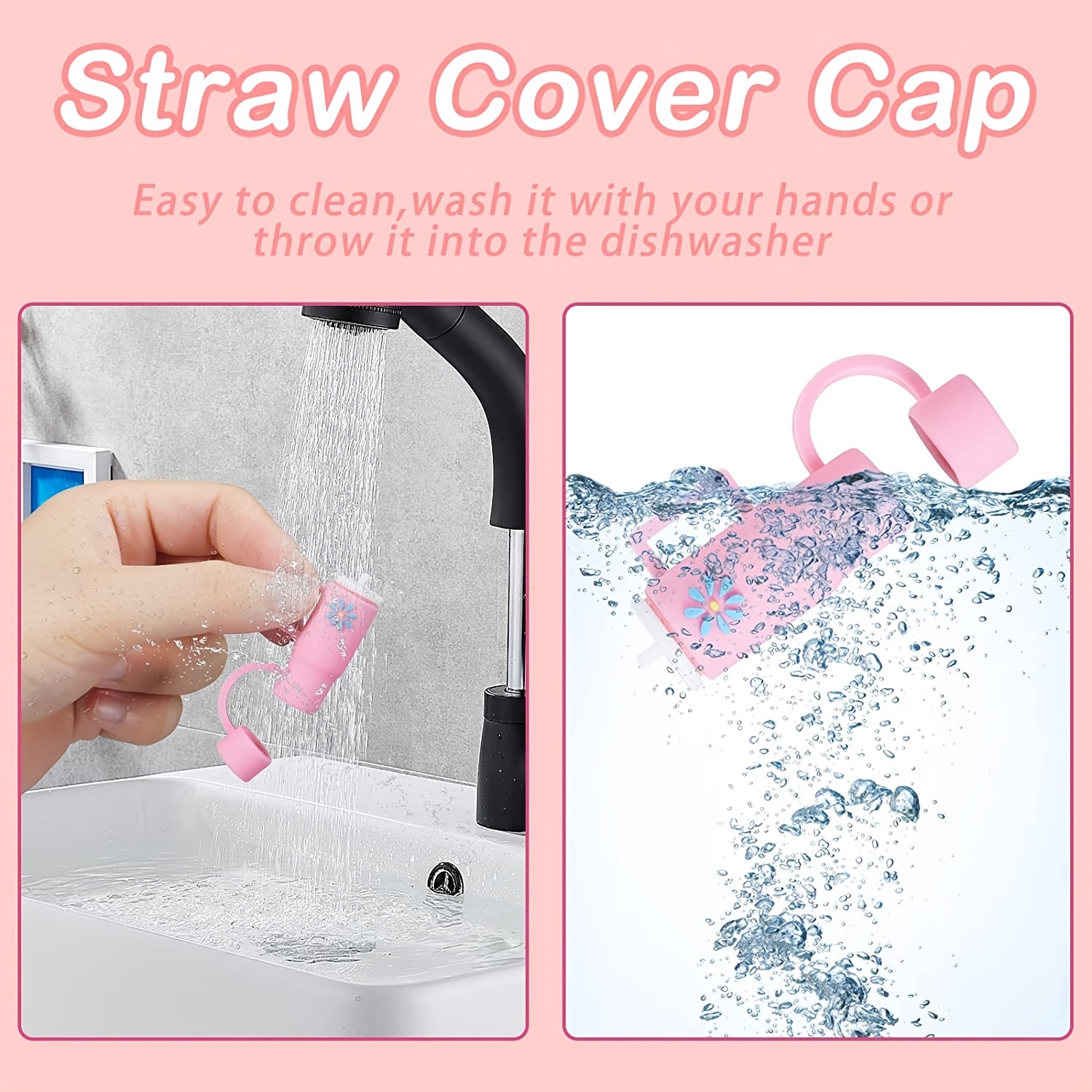 12 Pack Christmas Straw Cover Silicone Straw Covers for Drinking Straw  Resuable Straw Stopper for 6-8 mm Straws Portable Straw Caps Straw  Protector