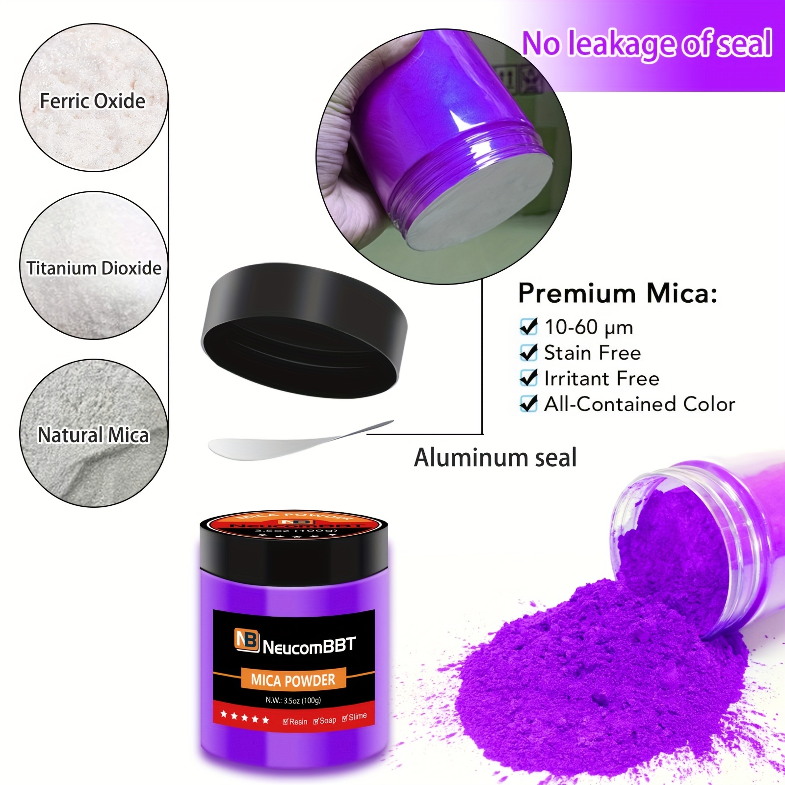 Mica Powder Pure - 100g Pearl Epoxy Resin Color Pigment Cosmetic Grade  Slime Dye