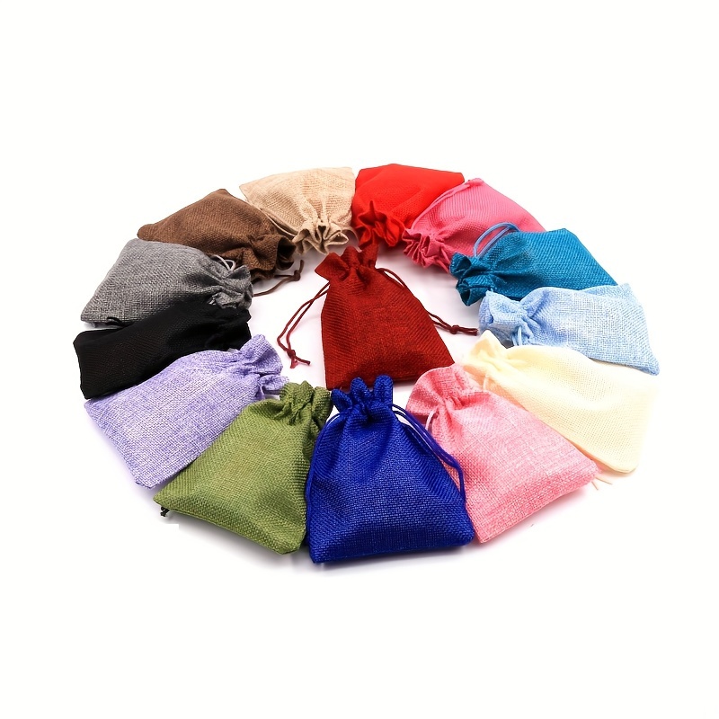 5pcs Silk Ribbon Jute Bag Sack Drawstring Bag Small Jewelry Bags Pouch for  Jewelry Packaging Display