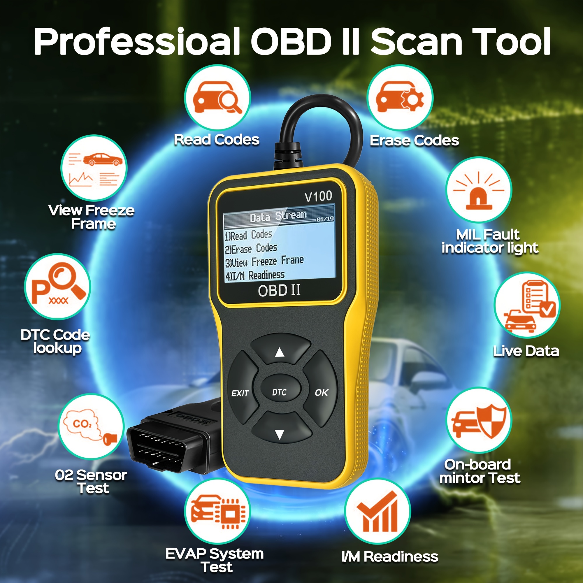Car OBD2 Scanner Code Reader Engine Fault Code Reader Scanner CAN Diagnostic  Scan Tool For All OBD II Protocol Cars Since 1996