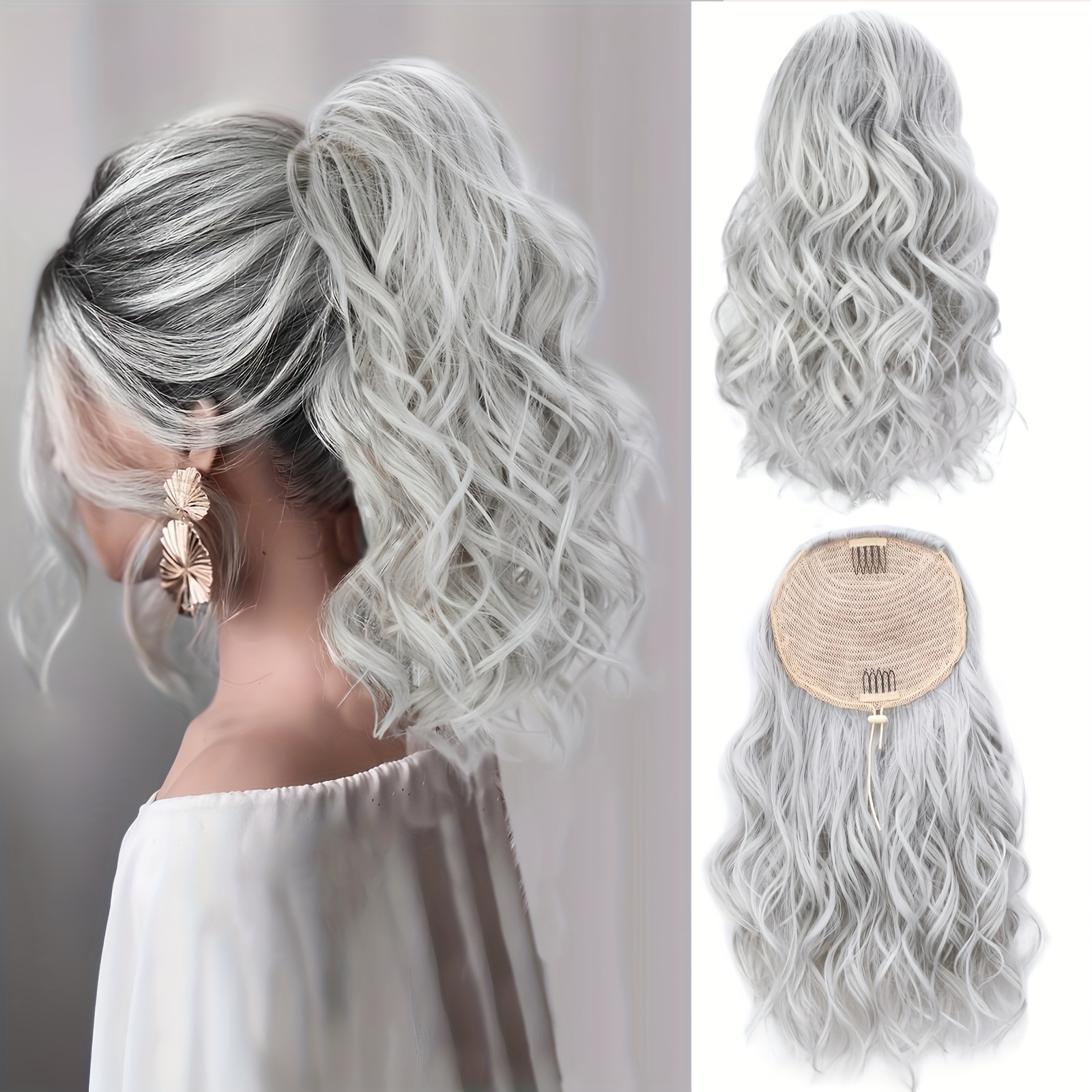 Grey shop ponytail wig