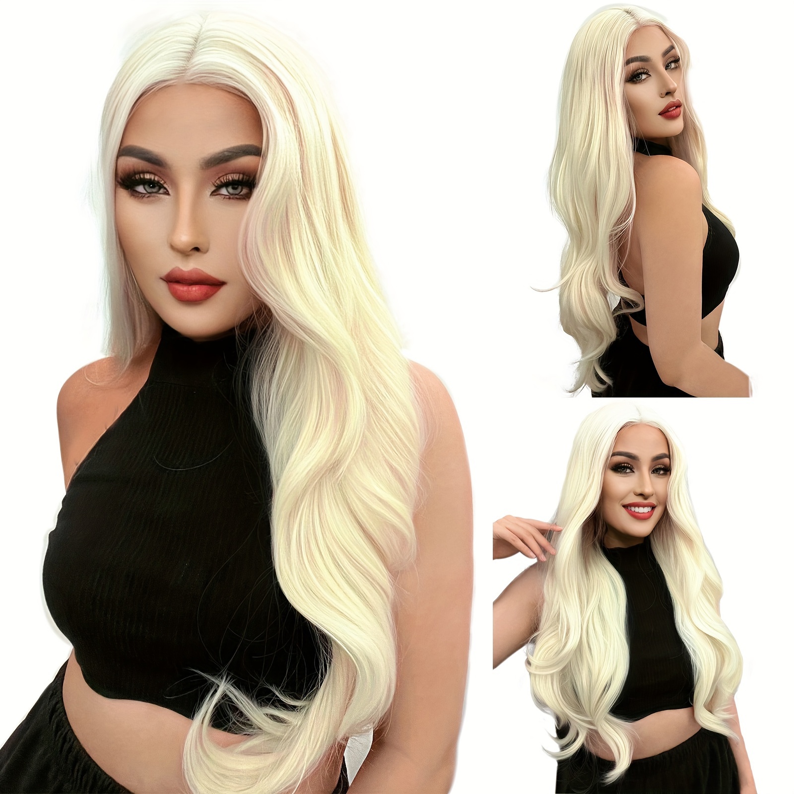 13 3.5 1 Wavy Tone Blonde Lace Front Wig Synthetic Hair Temu