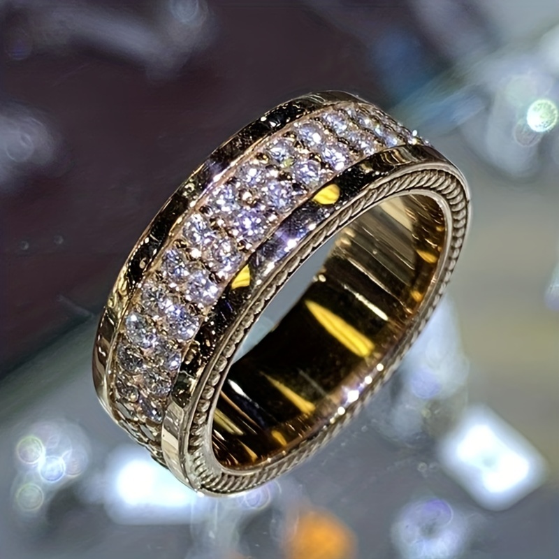 Women's CZ Ring Copper Band April Birthstone Anniversary Gift