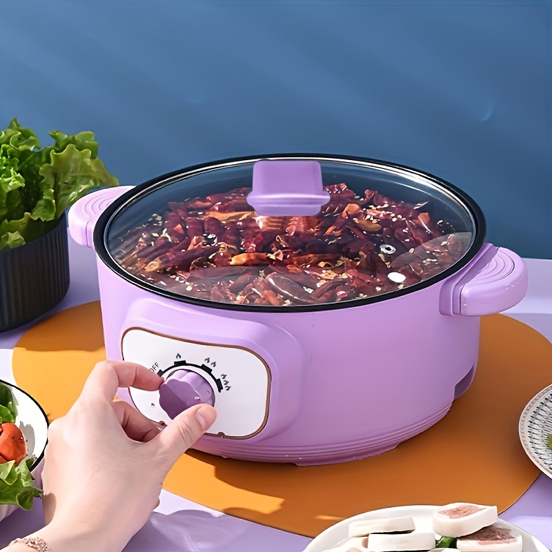 1pc Long-handle Double-layer 2L Multi-function Pot Electric Hot Pot Rice  Cooker Multifunctional Electric Cooking Pot Student Dormitory Mini Cooking  No