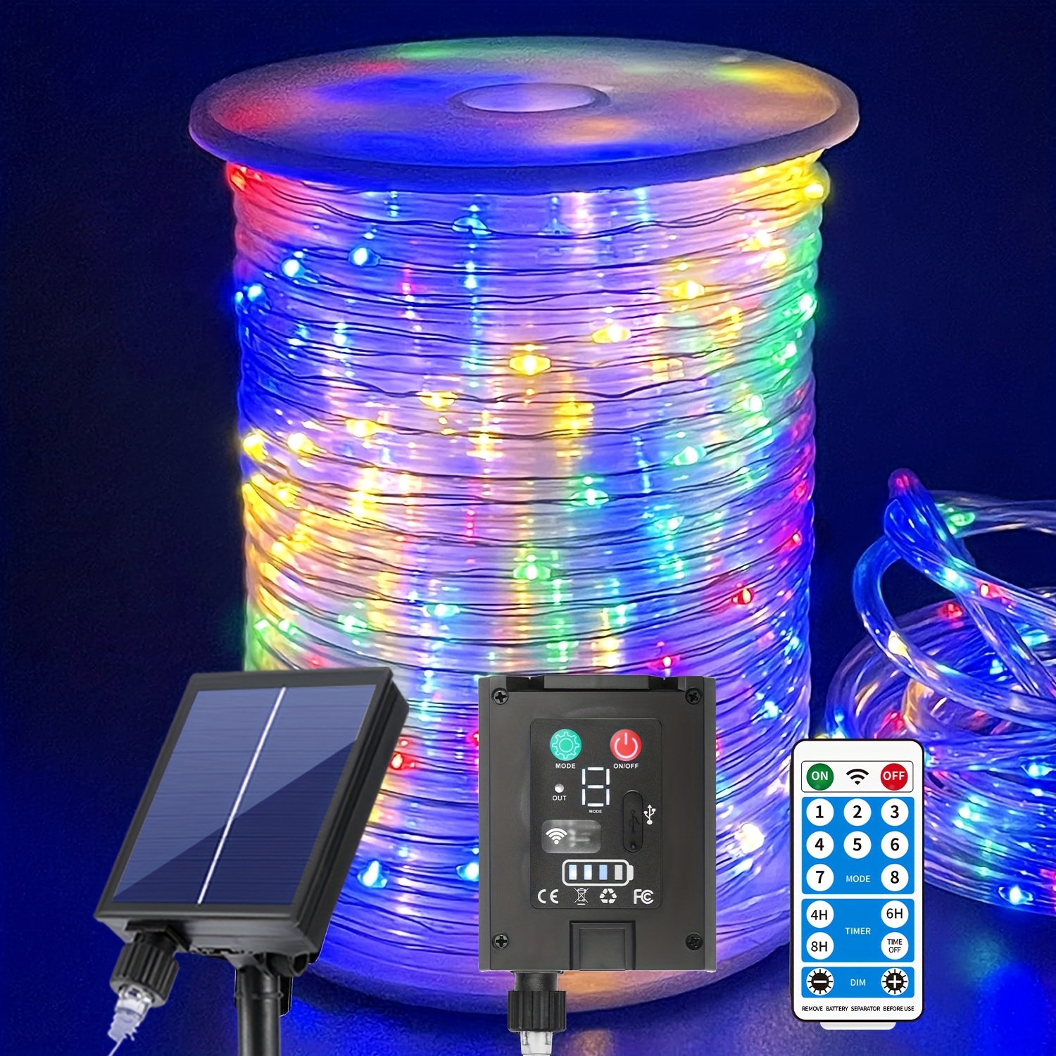 600led Rope Light, Outdoor Waterproof, With Remote Control, Long, Solar  String Light, Modes, Extra Long Fairy Lights With Timer Solar Tube,  Suitable For Garden Terrace, Courtyard, Swimming Pool, Weeding And Courtyard