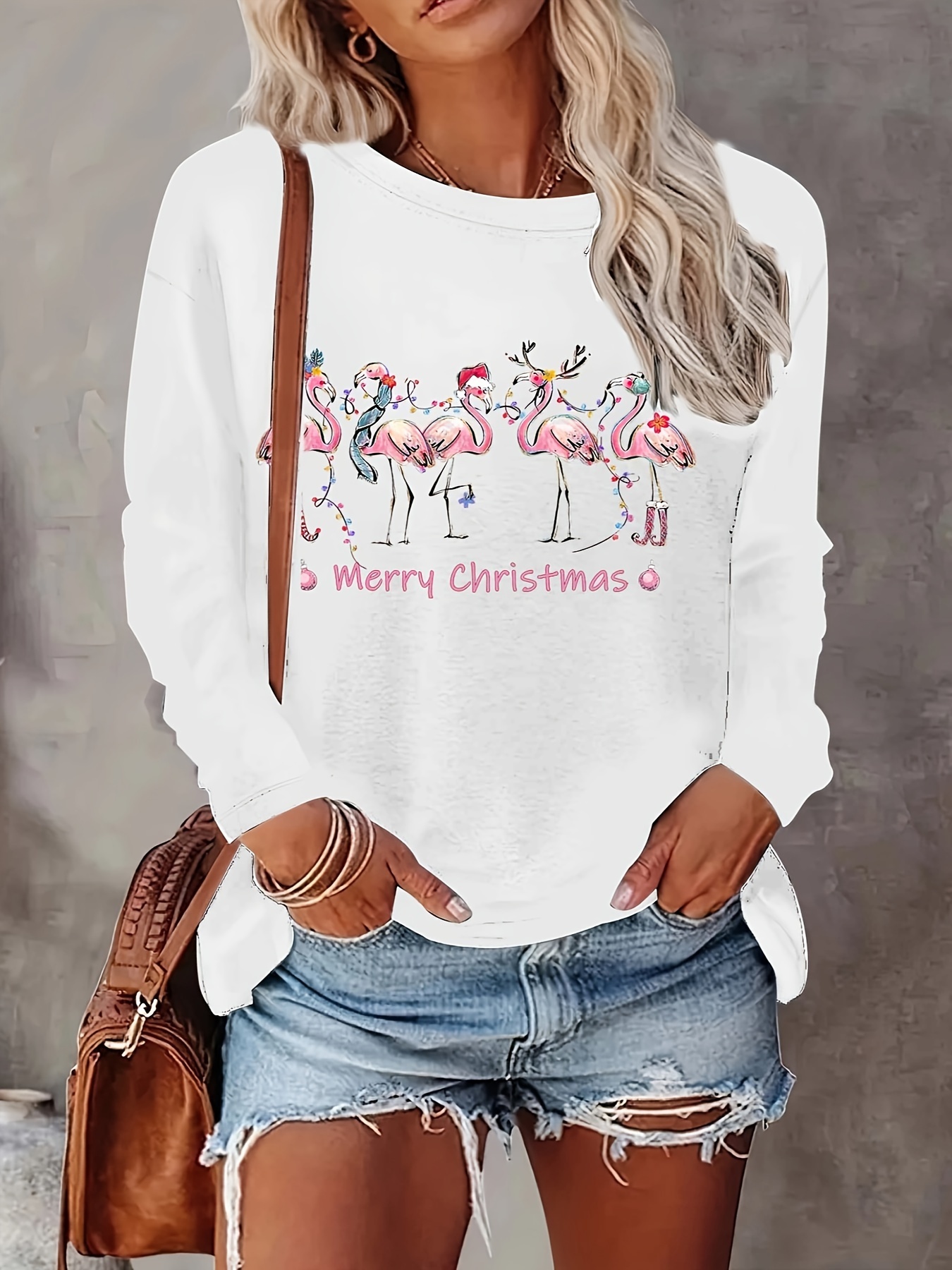 Casual Soft Christmas Print Lounge Wear Long Sleeve Tops - Temu Canada