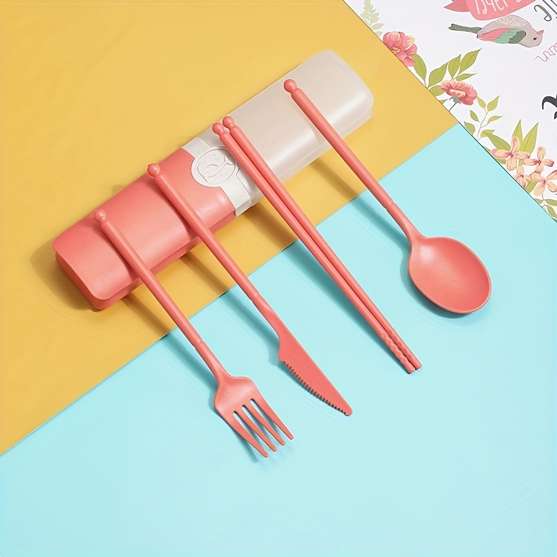 Kawaii Duck Spoon and Fork Set for Kids School Cute Portable