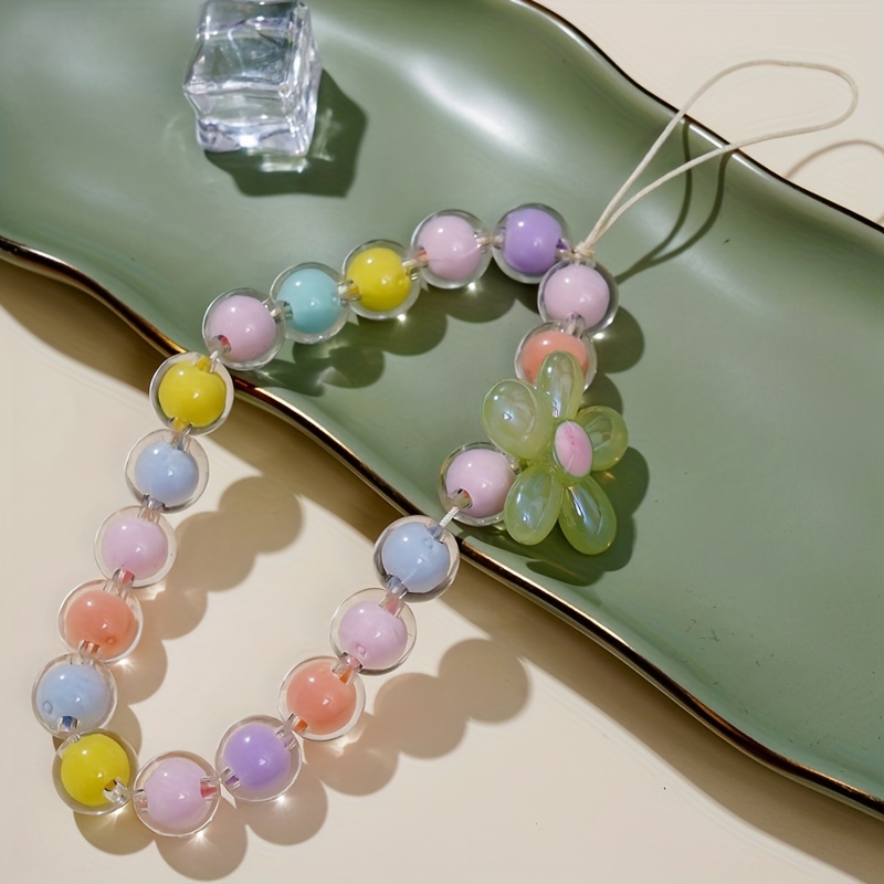 Elegant Cute Colorful Candy Colors Bead In Beads With Flower - Temu