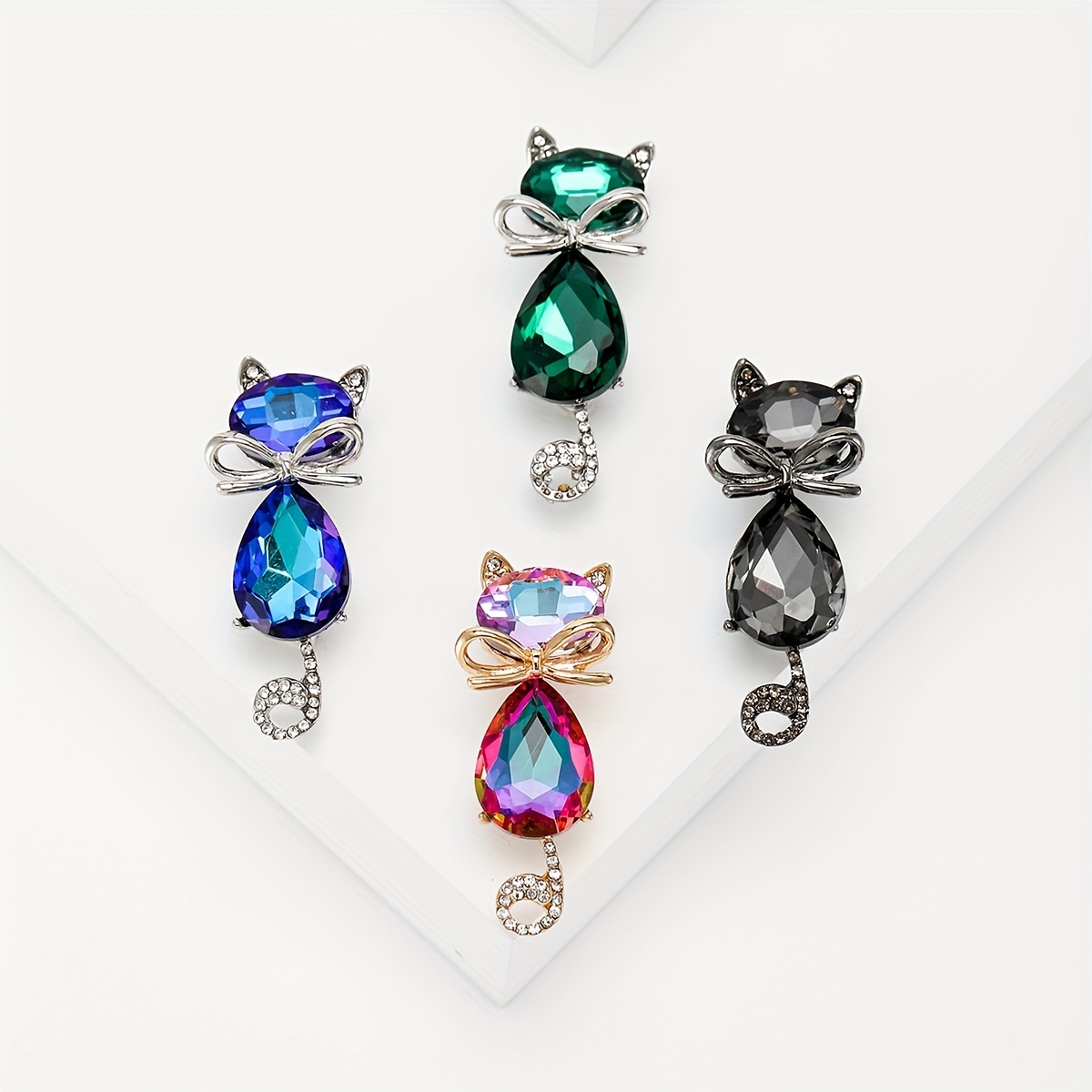 Crystal Cat Shape Brooch, Kitten Waist Pin