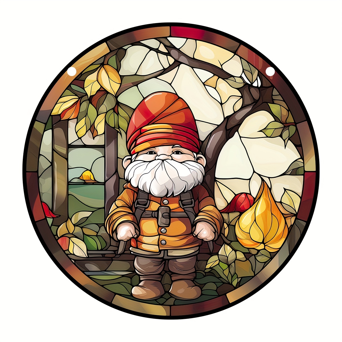 Gnome Stained Window Hangings, Gnomes Christmas Elf Fall Home Decor,  Suncatcher For Window Ornaments Wreath Sign, Room Decoration, Aesthetic  Room Decor, Bedroom Decor, Home Decoration, House Decor, Cute Aesthetic  Stuff, Cool Gadgets 