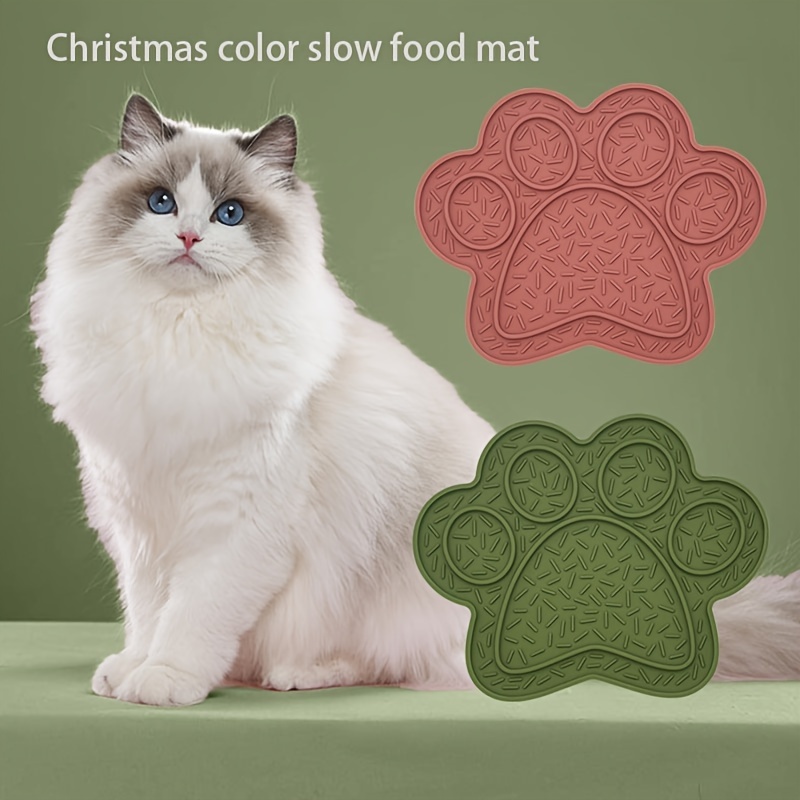 Christmas Style Paw Shaped Cat Slow Feeder Basin Anti Choking Silicone Cat  Lick Pad Wear-resistant And Easy To Clean Cat Slow Food Plate Mat Pet  Placemat - Temu