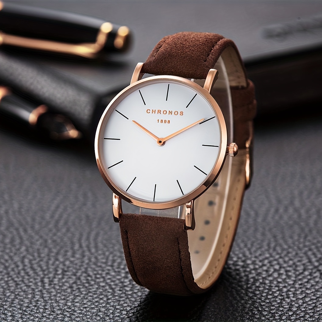 Mens simple deals leather watch