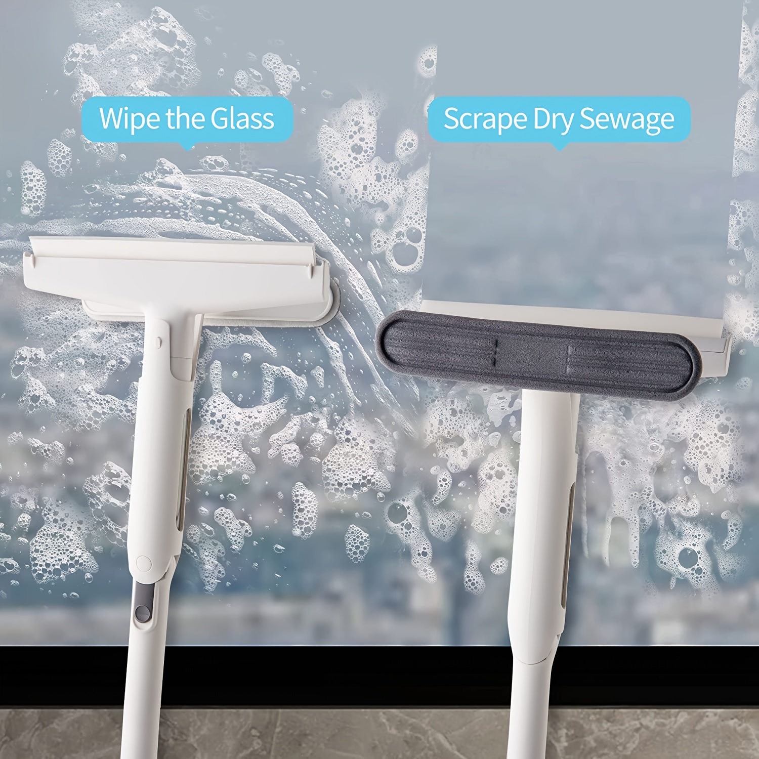 Window Squeegee Cleaner Brush Telescopic Shower Glass Car Sponge Wipe  Adjustable