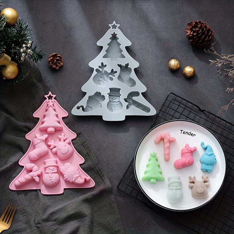 Handmade Baking Tools Candle 3D Christmas Tree Fandant Soap Mould Christmas  Cake Mold Bakeware