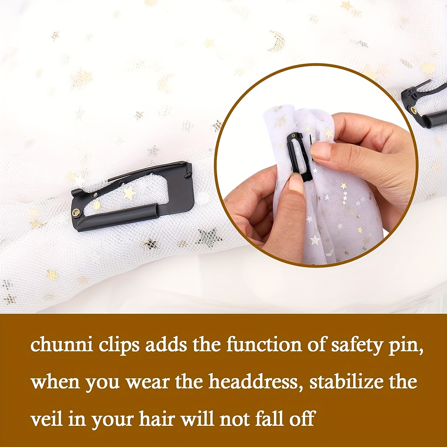 Chunni Clips With Safety Pins 10Pcs 6-Tooth Chunni Dupatta Clip