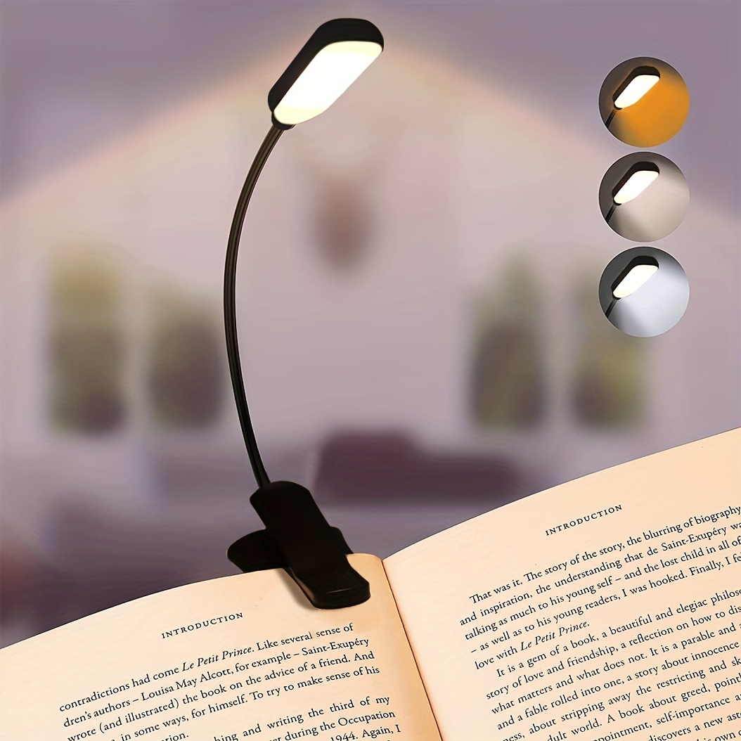  Luz de lectura, luces de lectura para libros en la cama,  lámpara de lectura, luz de libro, luz de libro para leer en la cama,  lámpara de escritorio, luz de clip