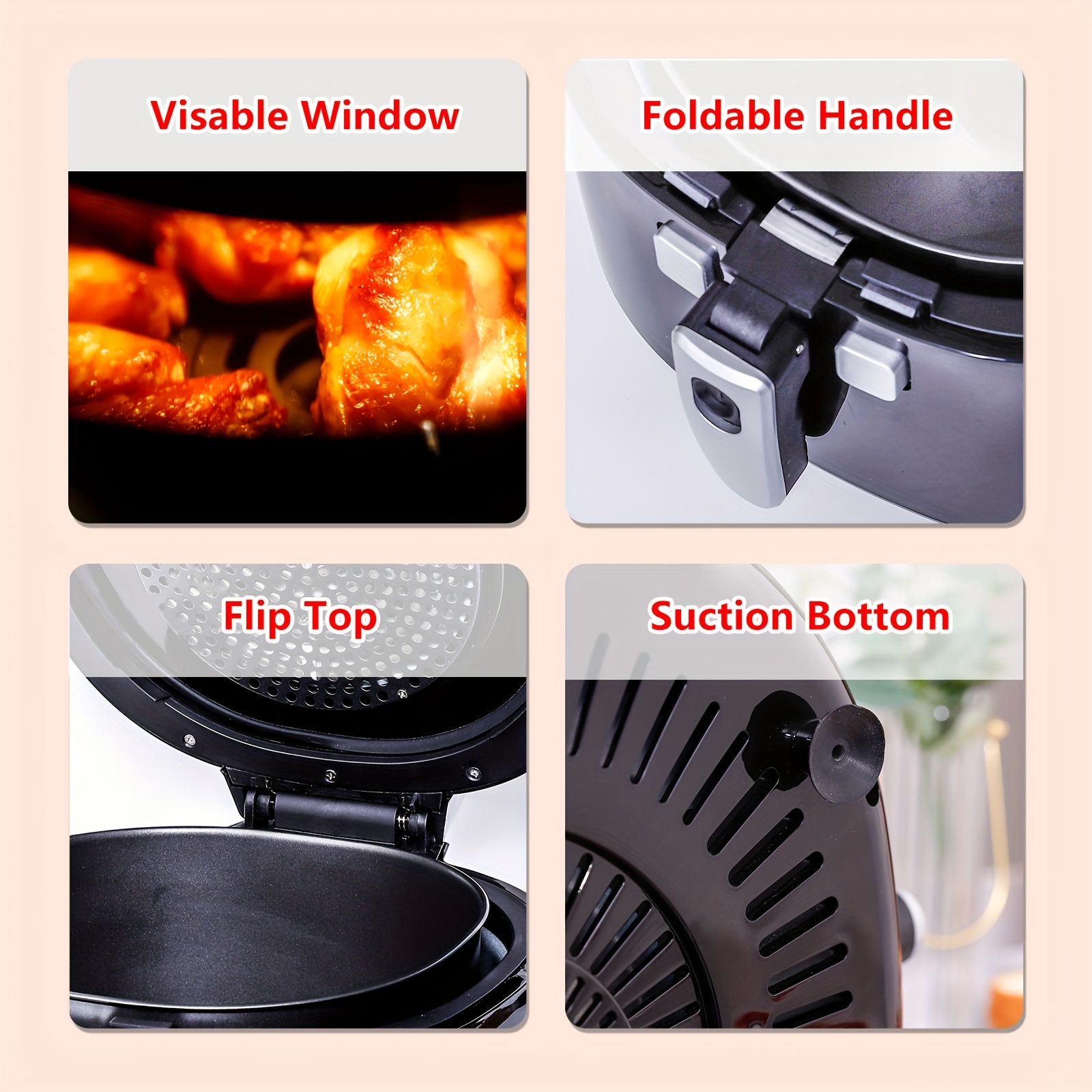 5qt 5.5qt Digital Air Fryer Transparent Cooking Window Fryer Air Fryer Led  Touch Screen Adjustable Temperature (5.5qt Visible Window) Air Fryer With  Knob Design Comes With 2 Silicone Baking Pans Cookware, Kitchenware