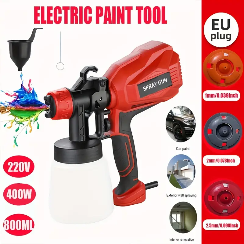 3 Nozzles Eu Plug 220v Easy-to-use Electric Paint Sprayer For Furniture,  Fence, Car, Bicycle, And Chair - Sprays Latex Paint With Ease And Cleanup -  Temu Germany