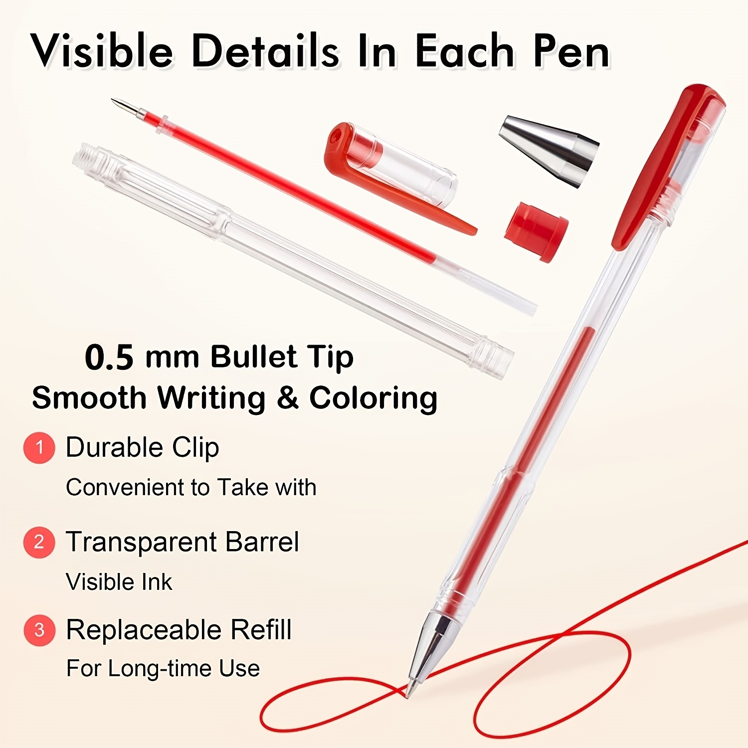 NEWEST Retractable Colored Gel Pens, 0.5mm Fine Point Drawing Pen, 9 Color  Art Gel Marker Colored Pen for Adult Coloring Books, School Supplies