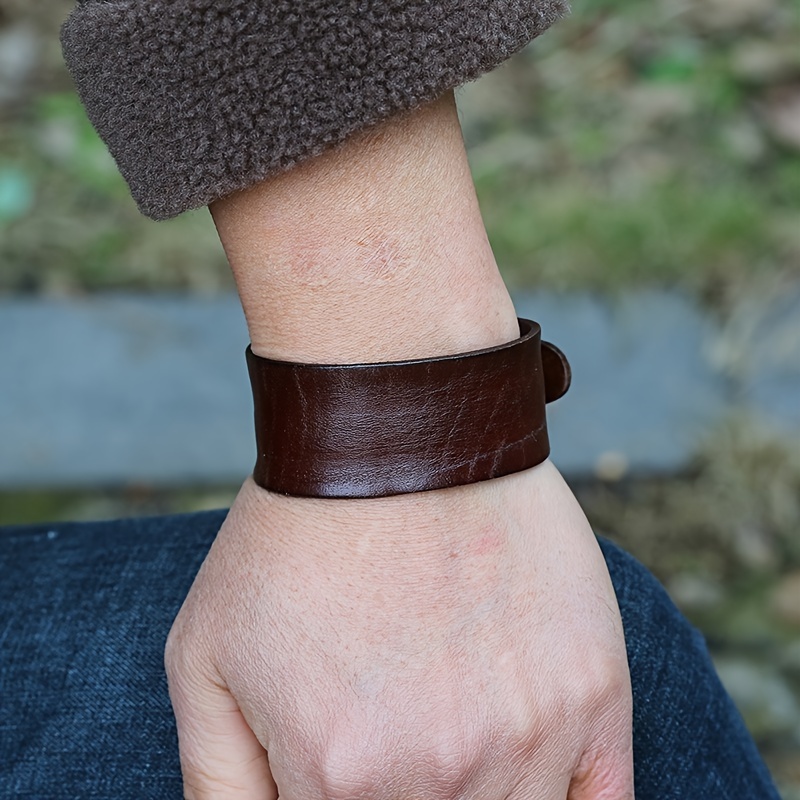 Men's Retro Motorcycle Punk Leather Wide Bracelet