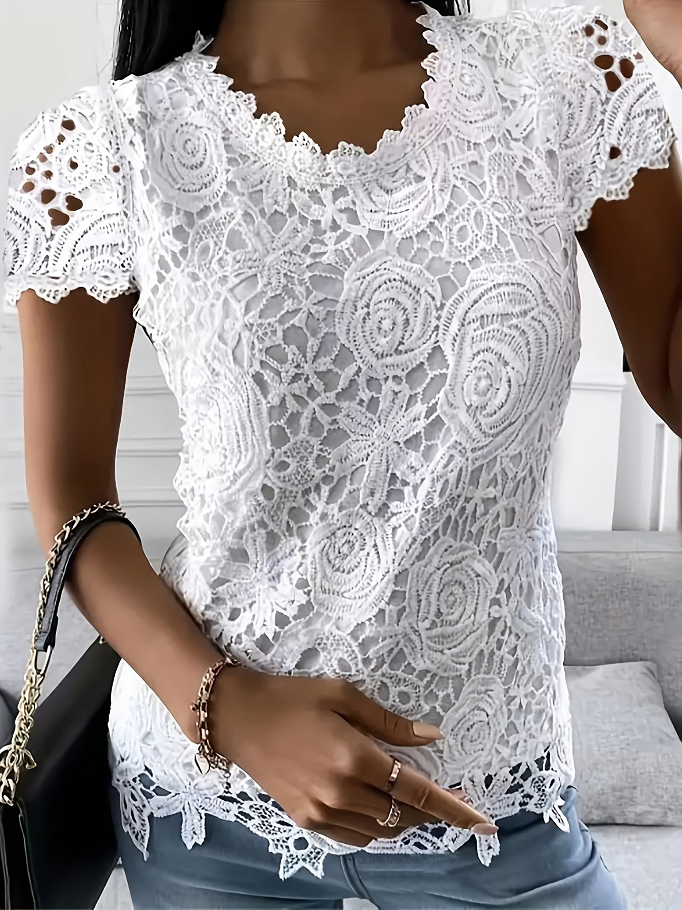 White tops with lace