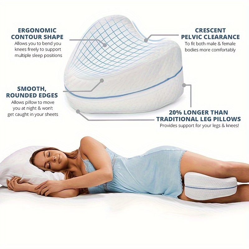 1pc Orthopedic Memory Foam Leg Pillow for Home and Maternity Use - Relieves  Back, Lumbar, Knee, and Leg pressure - Comfortable and Supportive Clip Leg  Side Sleeping Pillow,Washable Cover Included