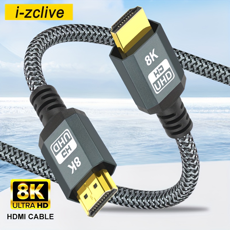 HDMI 2.1 HDMI Cable, M/M, Blue Aluminum shell, Black nylon braid cable,  Support 8K@60HZ, 4K@120HZ, .5M