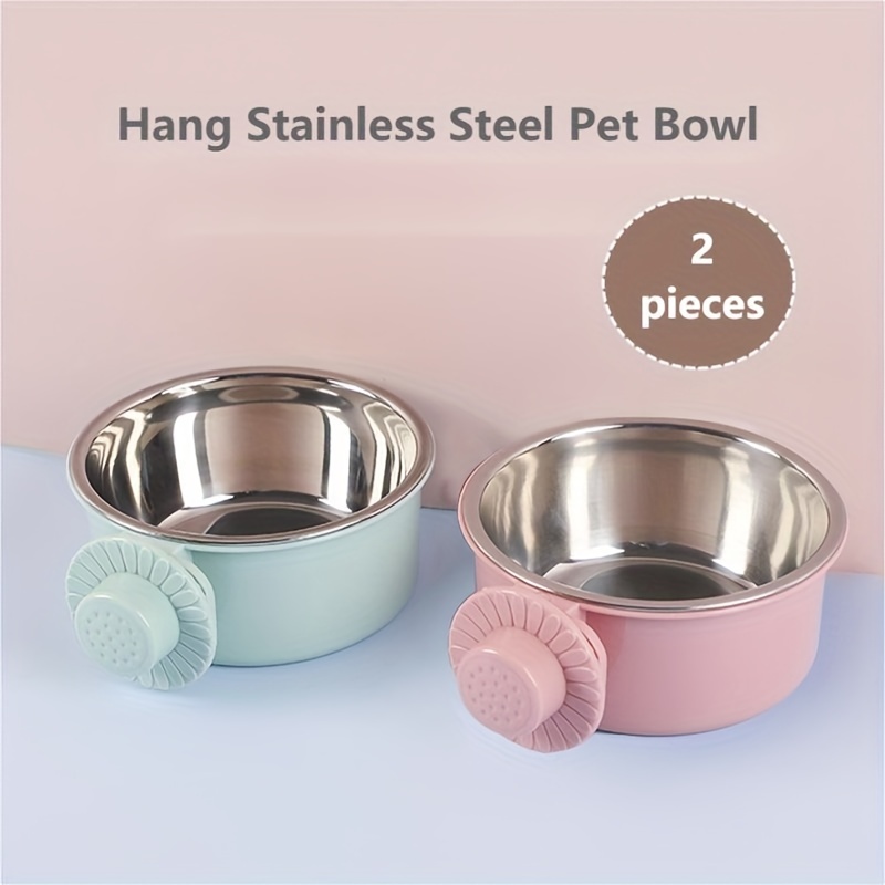 Dog Bowl, Stainless Steel Removable Hanging Food Water Bowl For
