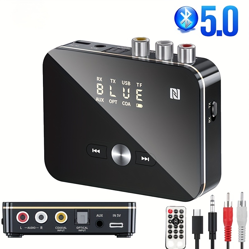 Receptor Transmisor Audio Con Bluetooth Dual 5.0 Rca Óptico
