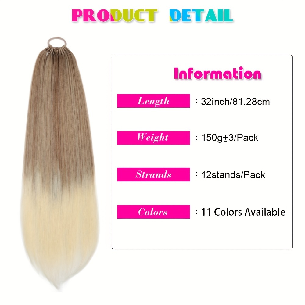 straight ponytail with elastic band 32inch synthetic hair ponytail extensions 12strands womens hairpieces false tail for women halloween christmas details 2