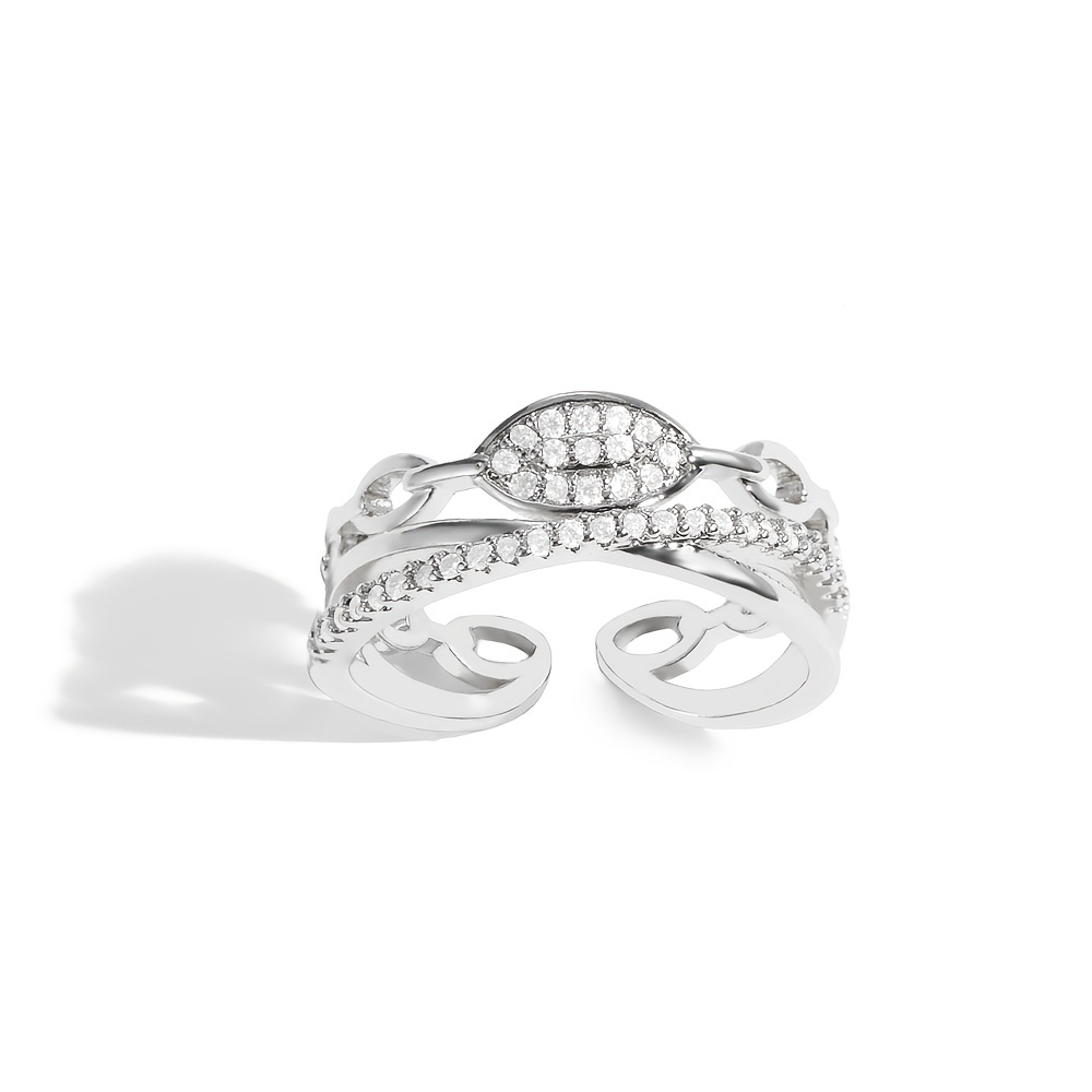 Fashion Wide Ring 18k Gold Plated Multi Layer Design Inlaid Micro ...
