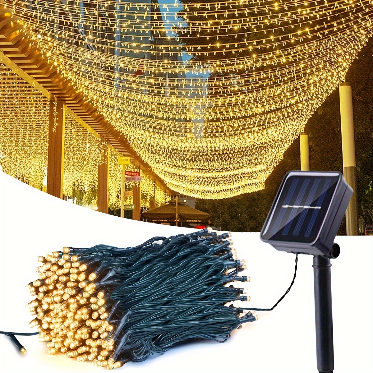 Guirlande Lumineuse Exterieur Solaire, 12M 100 LED Flocon de Neige Lumières  de Noël Étanche 8 Modes Décoration Lumière pour Exterieur Interieur Jardin
