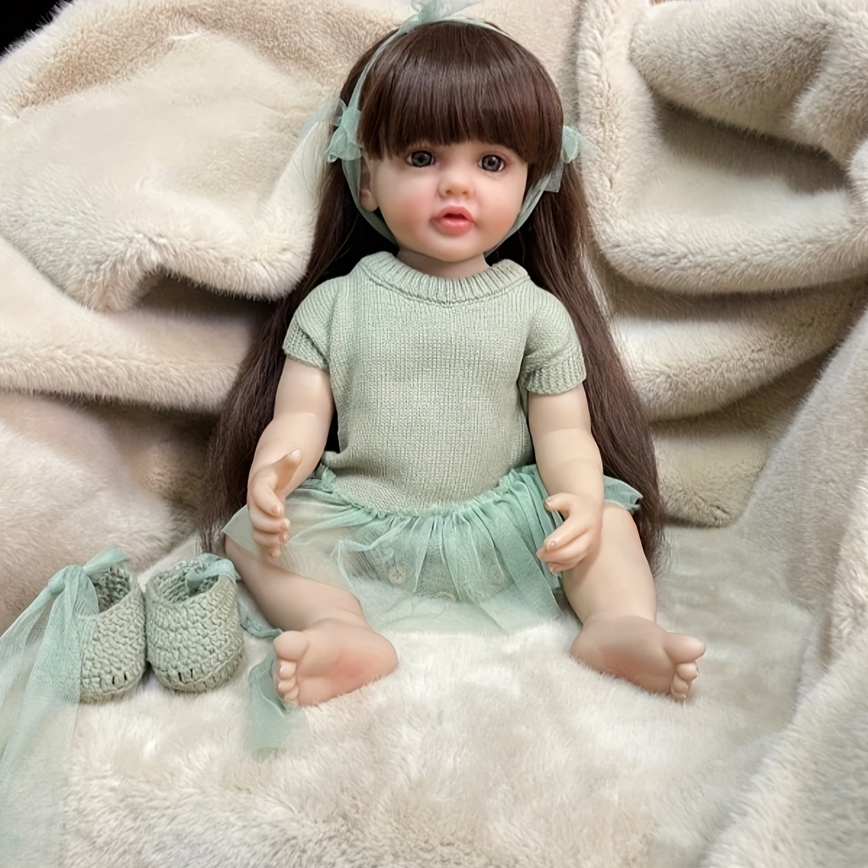 iCradle Lifelike Reborn Baby Dolls Girl Soft Vinil Feito à Mão