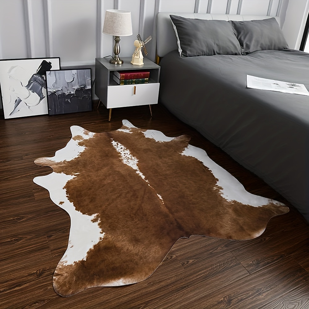 Cowhide Rug Cute Cow Print Rug For Living Room Faux Cow Hide - Temu