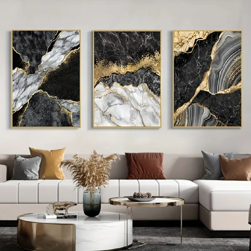 Gold Black Canvas Art Posters Gray