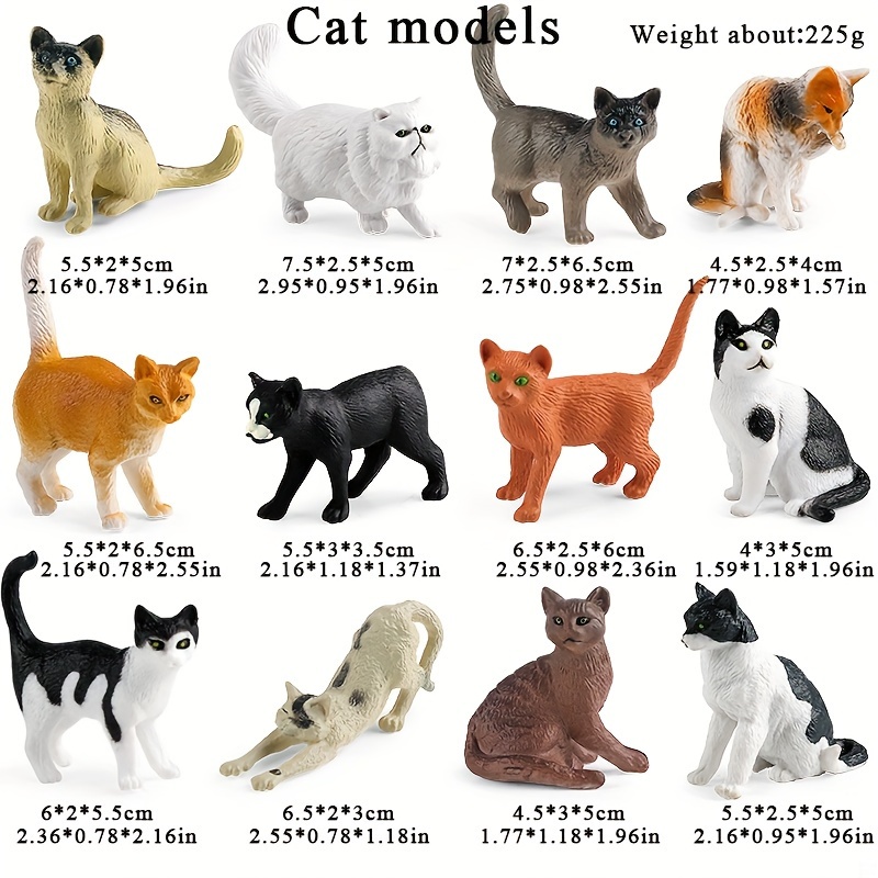  10 Pieces Realistic Cat Figurines Mini Cat Figures Toy Set  Kitten Plastic Learning Educational Playset Party Favors Cake Topper  Christmas Birthday Gift for Boys Girls : Toys & Games