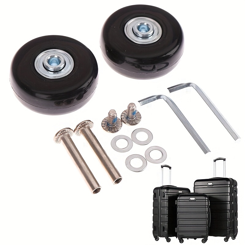 Paquete de 2 ruedas de repuesto silenciosas resistentes al desgaste para  maletas de equipaje, ruedas giratorias de goma negra, rodamientos, kits de