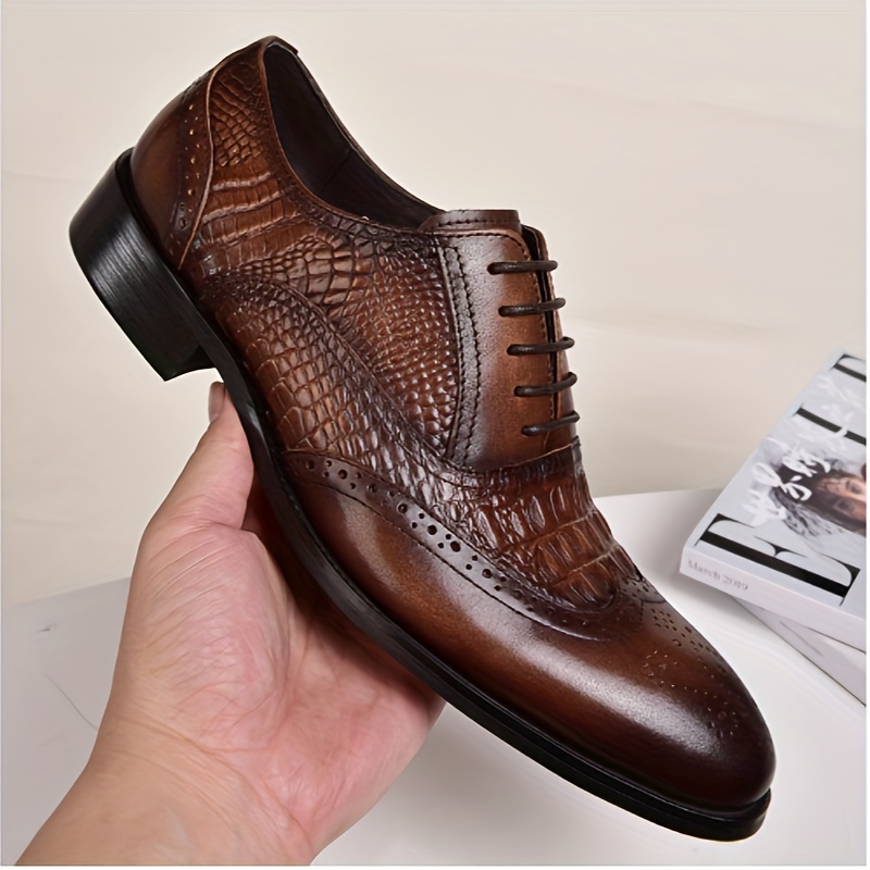 Mens Wingtip Brogue Toe Oxford Shoes Lace Up Front Dress Shoes For Men
