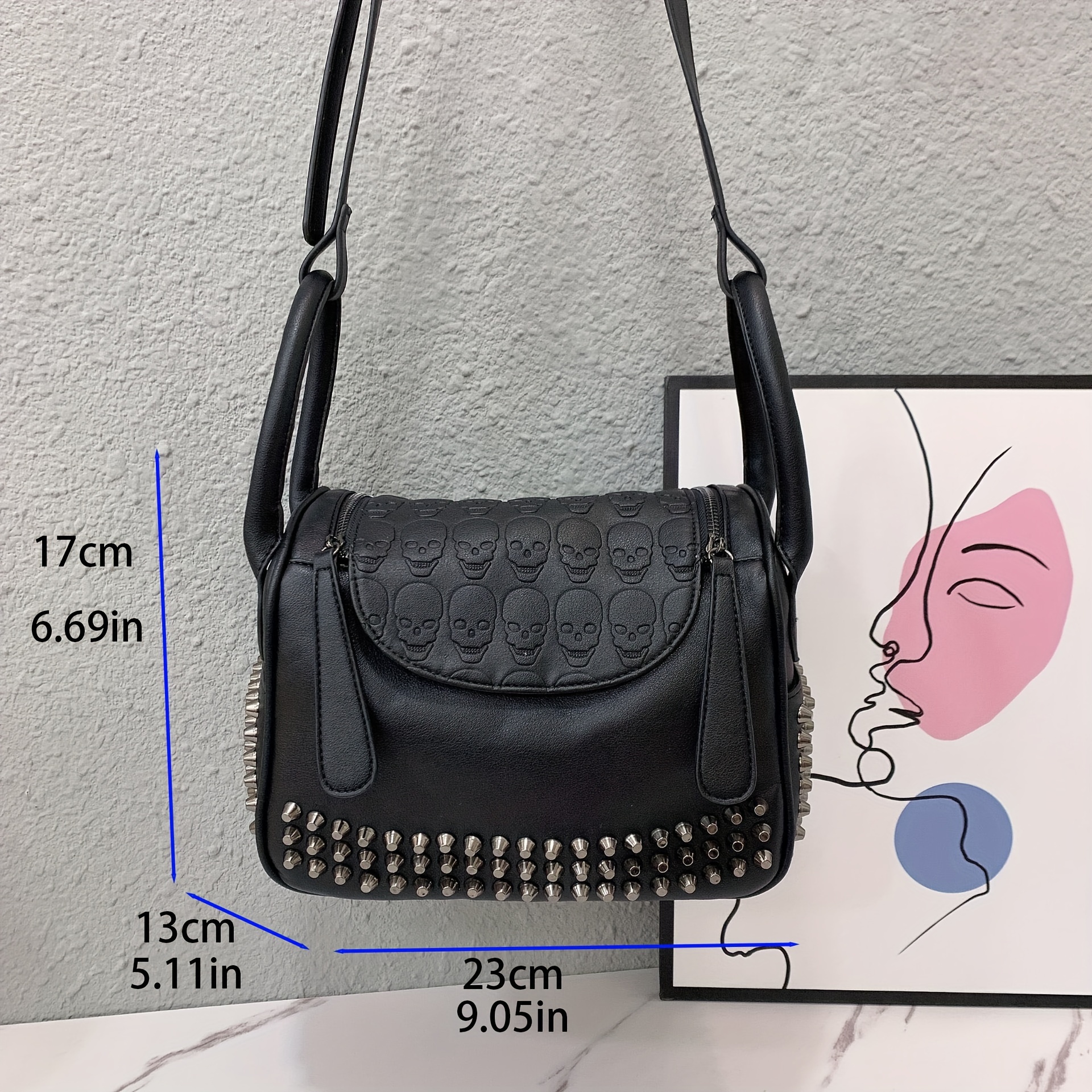 Black rivet bags prices sale