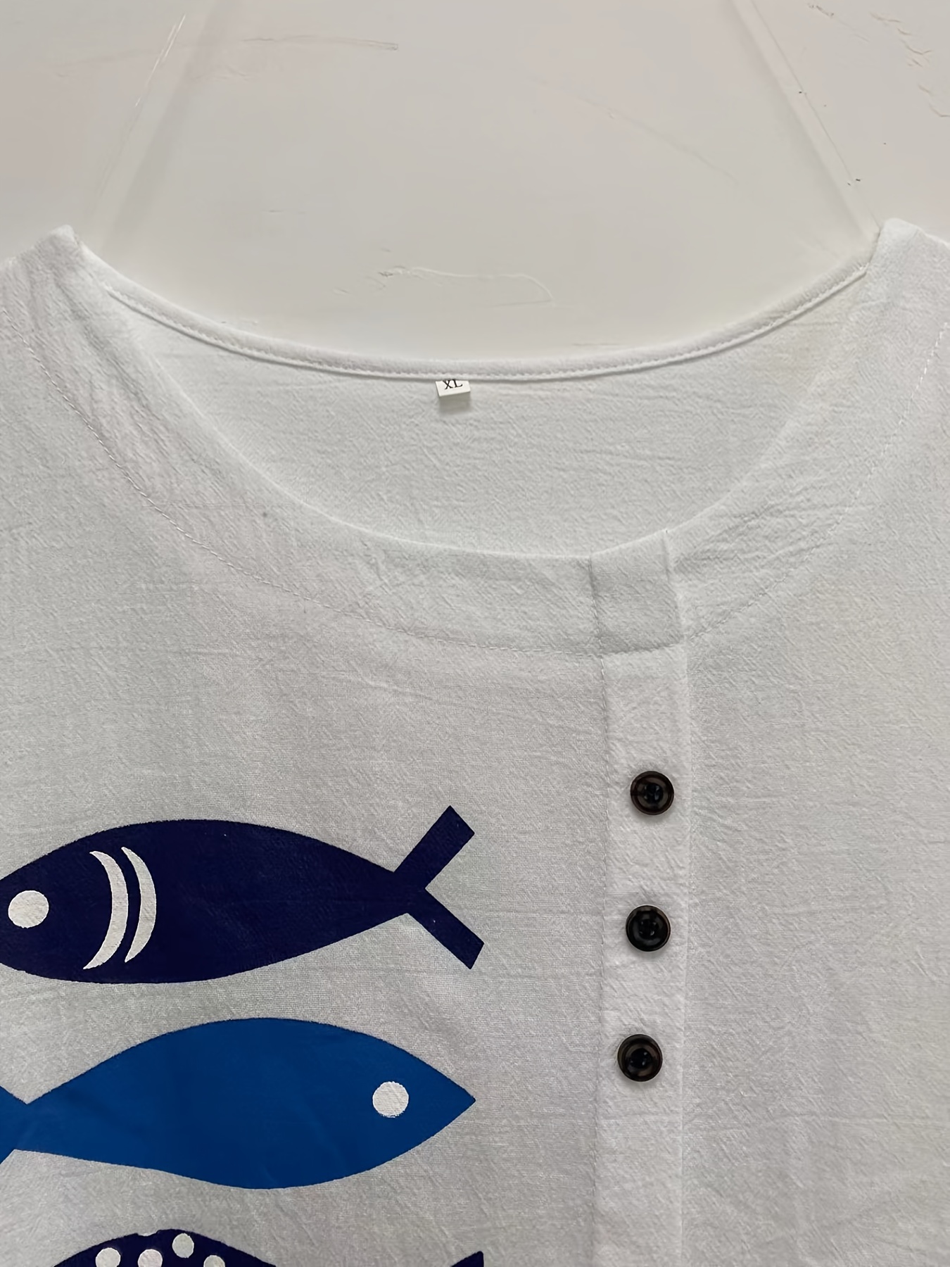 Cartoon Fish Print Short Sleeve T shirt Plus Size Women's - Temu