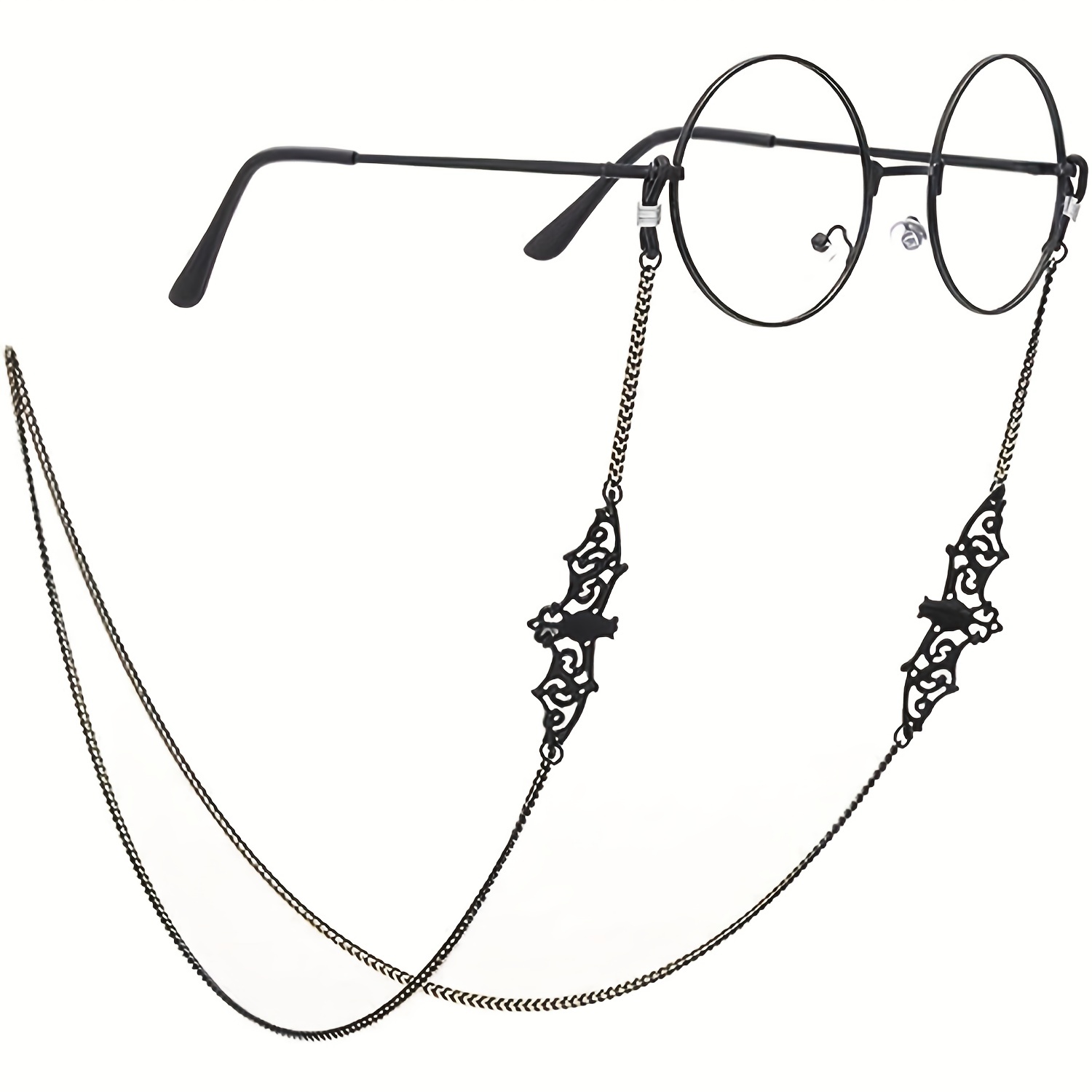 

Halloween Bat Glasses Chain Goth Sunglasses Eyeglass Necklace Black Bat Glasses Retainer Strap Holder Lanyards Halloween Party Accessories For Women Men
