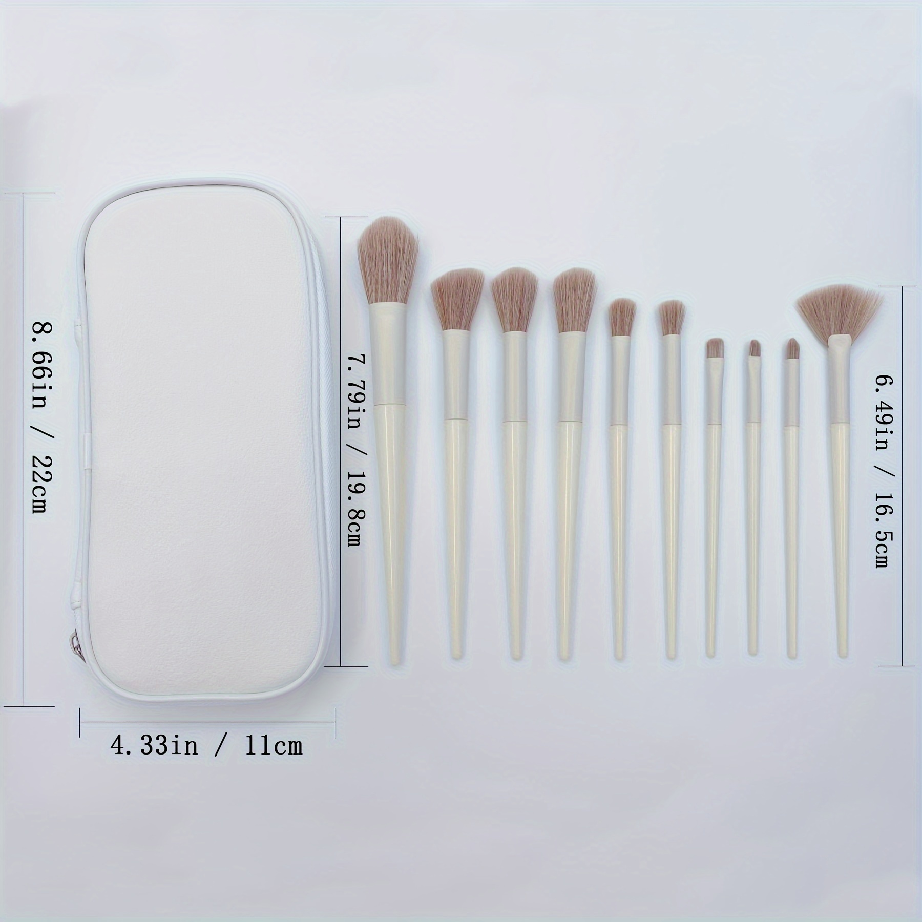 Makeup Brush Set With Pu Bag Milk White Makeup Brush With - Temu