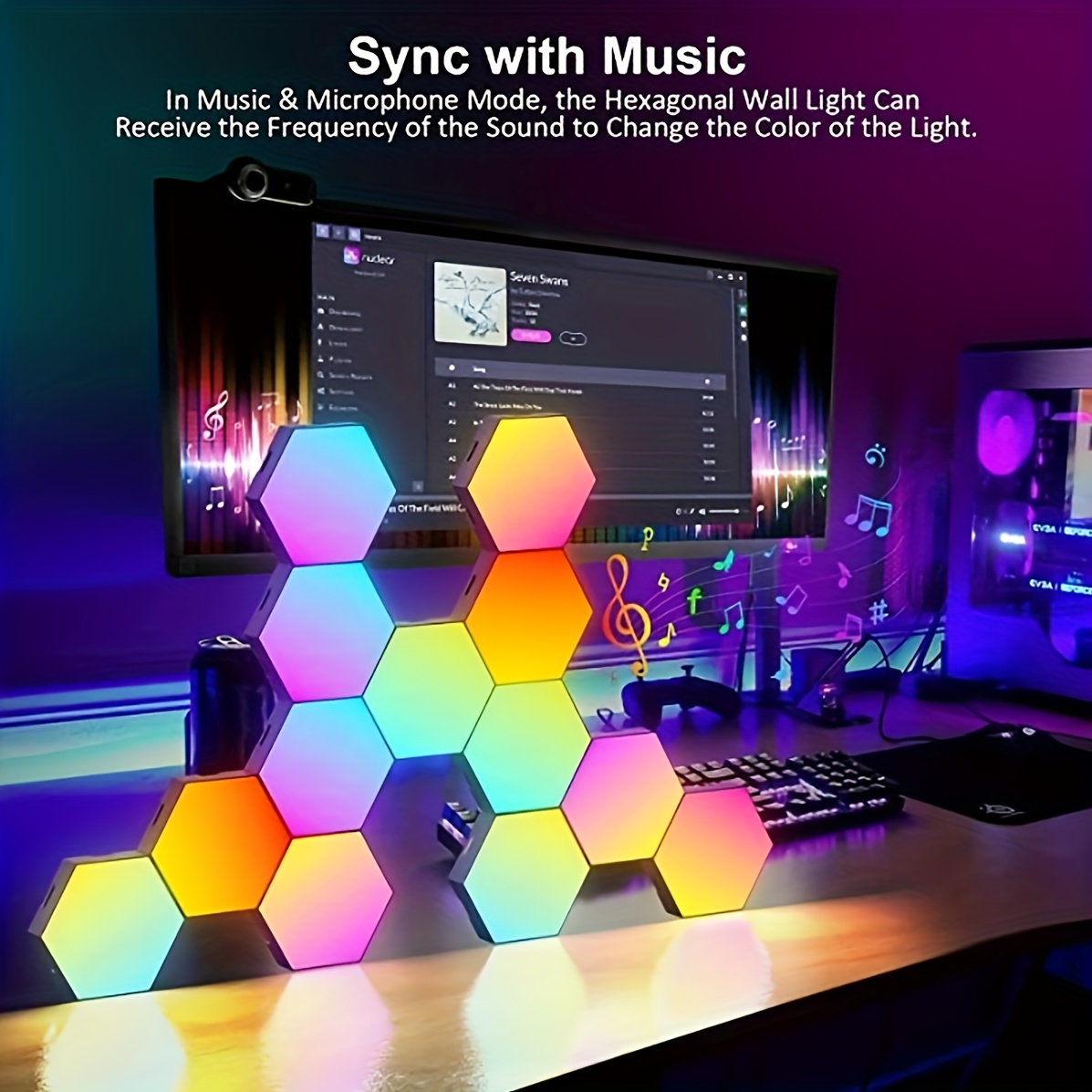 Music Sync DIY Hexagon Lights Lumières Murales RGB À - Temu Belgium