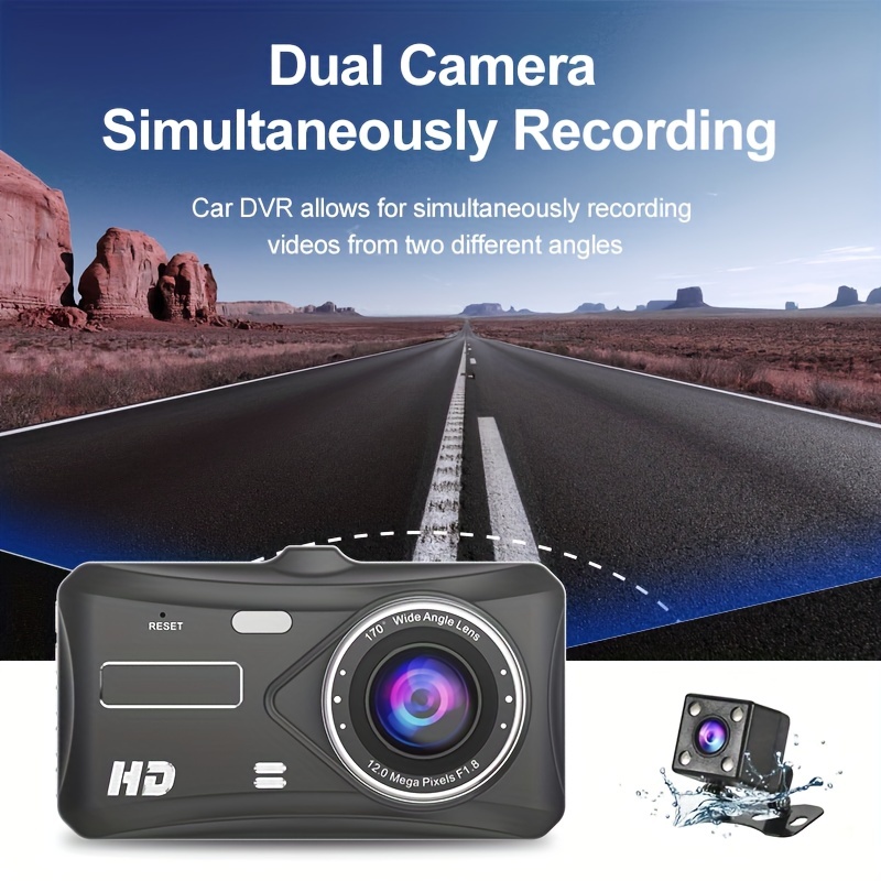 Cámara Coche Grabadora Video Dual Lente Auto Dash Cam Visión