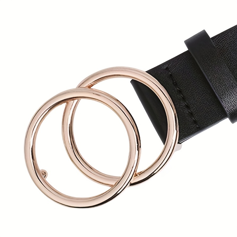 Women Pu Leather Belt Fashion Classic Waist Belts With Double O-ring Buckle  X